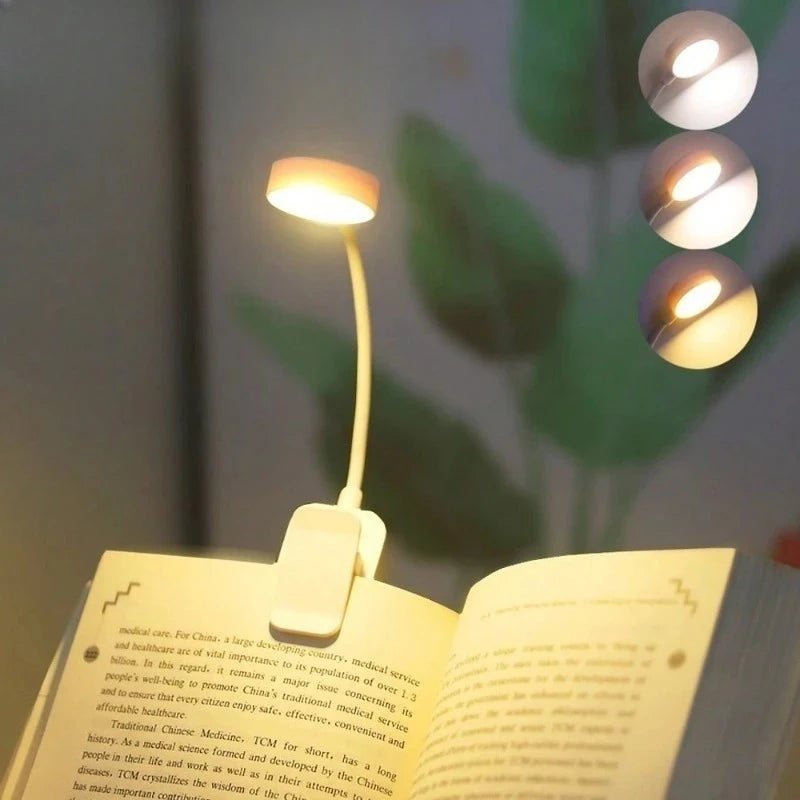 LED Clip On Book Light Portable Reading Light Battery Powered 3 Color Eye Protection