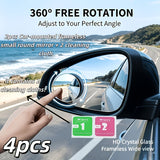 4-Piece Blind Spot Mirror Set – 360° Adjustable HD Car Side Mirrors for Safer Driving