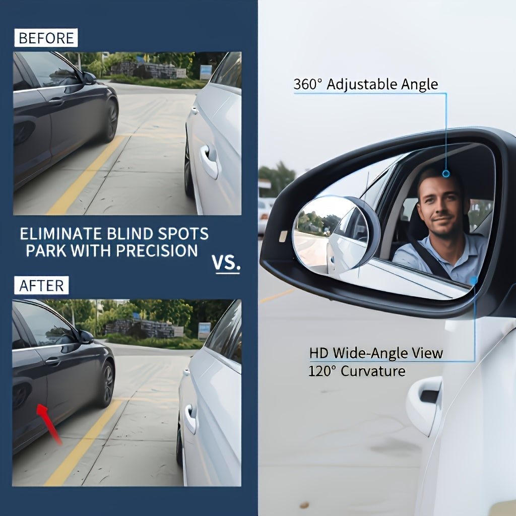 4-Piece Blind Spot Mirror Set – 360° Adjustable HD Car Side Mirrors for Safer Driving