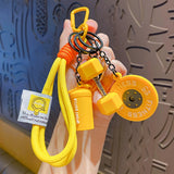 Fitness Gym Keychain Set – Mini Barbell & Dumbbell Backpack Charm with Water Bottle