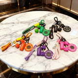Fitness Gym Keychain Set – Mini Barbell & Dumbbell Backpack Charm with Water Bottle