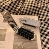 Mini Hair Brush with Mirror – Portable Compact Detangling Brush for Travel & Daily Use
