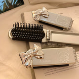 Mini Hair Brush with Mirror – Portable Compact Detangling Brush for Travel & Daily Use