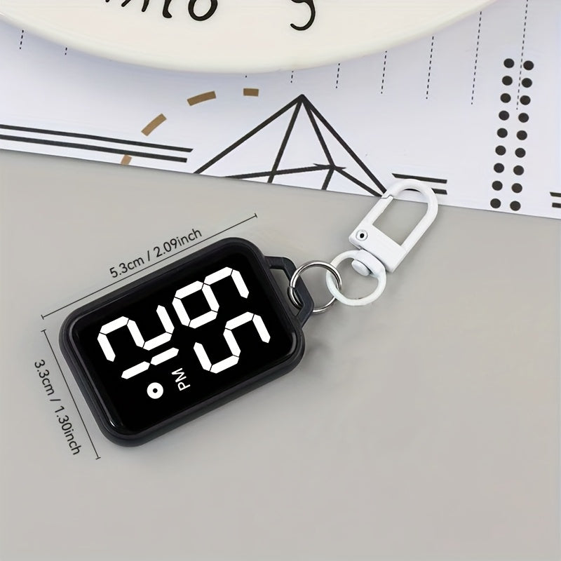 Mini Square Digital Pocket Watch Keychain – Portable Electronic Watch for Men, Birthday Gift
